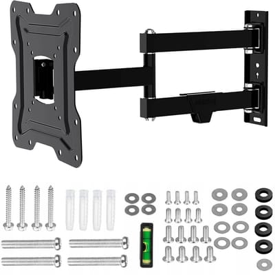 A‑PEQ APM‑42B Draaibare TV Muurbeugel t/m 43″ – Compact & Sterk – Uitschuifbaar 55–403 mm – VESA 100×200 t/m 200×200 – Max. 25 kg – Zwart
