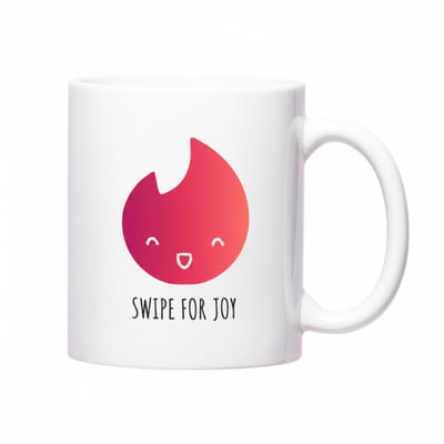 Swipe For Joy Grappige Mok 330 ml – Schattige Dating App Koffiemok – Cadeau voor Singles & Vrienden