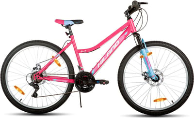 HILAND Gamille Dames Mountainbike 26 inch – Roze MTB met Lage Instap – 18 Versnellingen – Mechanische Schijfremmen