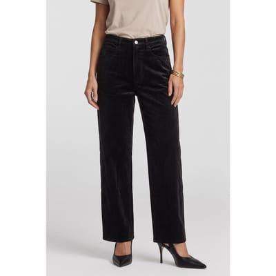 ARKET Amber Cotton Velvet Trousers Black Size: 34 | Formal pants Outlet | Dames | Zwart