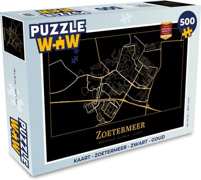 Puzzel Kaart - Zoetermeer - Zwart - Goud - Legpuzzel - Puzzel 500 stukjes