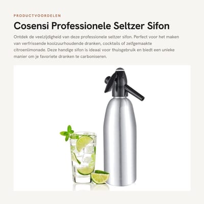 Dailygoods- Sifon 1L Professionele Legering - Soda Machine - Koolzuurhoudende Drank Dispenser - Handmatige Carbonator - Drukregelaar - Herbruikbaar en Duurzaam - Soda Maker
