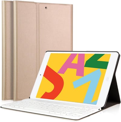 Hoes met Toetsenbord geschikt voor iPad 2020 / 2019 10.2 inch - Book Case Cover Goud