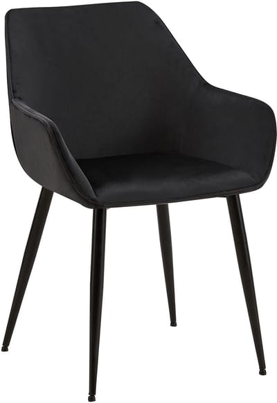 CLP Luena Eetkamerstoel - met armleuning - zwart metalen frame - tot 150 kg belastbaar - Fluweel/zwart