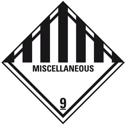 ADR klasse 9 sticker diverse gevaarlijke stoffen met tekst 100 x 100 mm