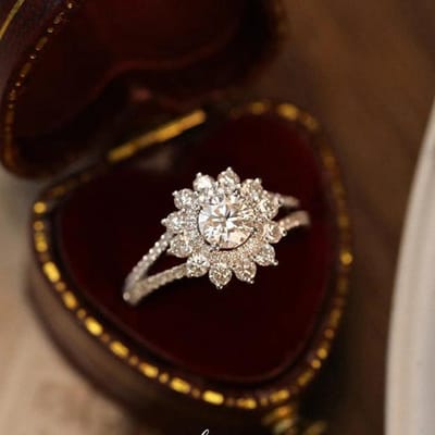 Bague Fleur Zircon Sertie Griffes de Luxe Cadeau Anniversaire Alliance Poinçon 925 Fête Anniversaire Bijoux de Mode 5 blanc