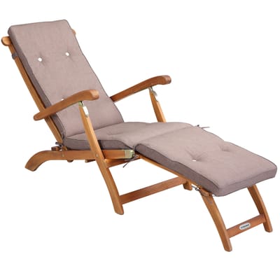 Ligbed Queen Mary® acaciahout FSC®-gecertificeerd incl kussen Crème gemêleerd