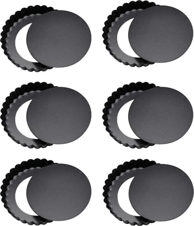 Somstyle 6x Tartelettevormen - Mini Quichevormpjes - Taartvorm - Zwart