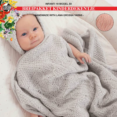 Breipakket deken-kinderdekentje-kado-kraamcadeau- Ecopuno garen model 50 van Infanti 19-perzik 007