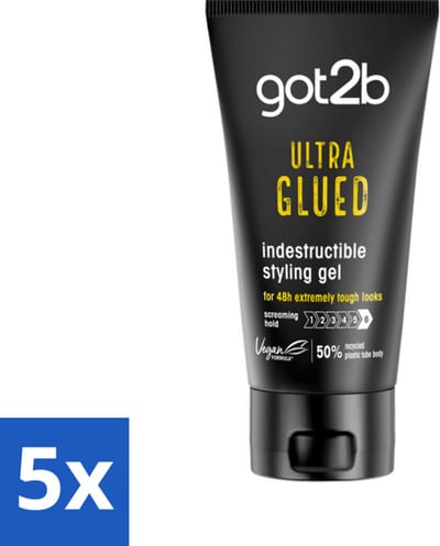 Schwarzkopf - Got2b - Ultra Glued Gel - Extra Sterke Fixatie - 150 ml - Bulkverpakking - 5 stuks