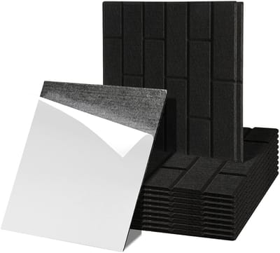 12 stuks Akoestische panelen Vierkante baksteen Zelfklevend Geluidsisolatie Vilt Wandpaneel Zwart