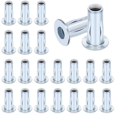 20-delige M6 Multi-Grip Rivet Nuts Set - Wit Verzinkt Staal, Plat Hoofd, Voor Bouw en Industrie