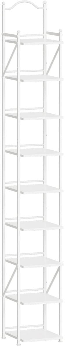Schoenenrek – Voor Hal & Kleine Ruimtes – Verticale Schoenenkast met 9 Niveaus, Vrijstaand Houten Schoenenrek – Wit