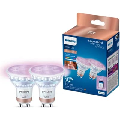 Philips Smart LED Spot 2-pack - Slimme LED Verlichting - Gekleurd en Wit Licht - GU10 - 50W - Wi-Fi