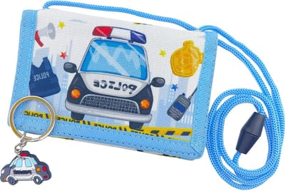 Kinderschoudertas met Politiewagen Ontwerp, Sleutelhanger Portemonnee voor Jongens, Ideaal Cadeau voor Kerst en Verjaardag