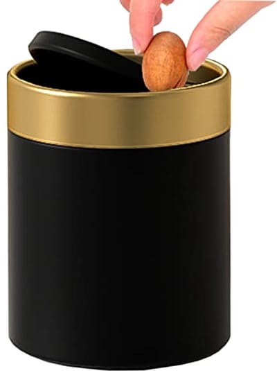 Mini prullenbak met deksel van roestvrij staal - Compacte mini-vuilnisbak voor kantoor, keuken en auto - 1,5 l