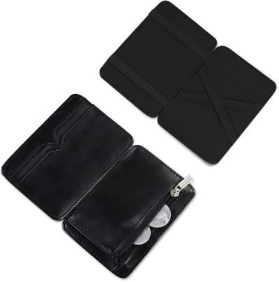 Dailygoods- Portemonnee Heren Ultradun - Flip Type - PU-Leer Klein - 4 Kaartvakken - 2 Geldvakken - 10 x 7,5 x 1,5 cm - Herenportemonnee