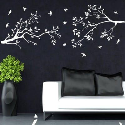 Boomtak Muurstickers Vogels Bladeren Vincy Muurkunst Decals Voor Slaapkamer Woonkamer Kinderkamer Artistieke Muurschildering Glas Decor (Black,180x90cm)