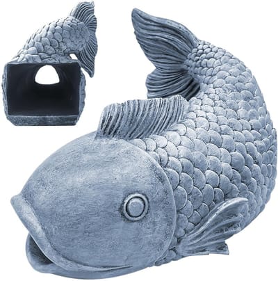 Regenafleider Vis - Regenpijp Verlenger - Tuin Watergeven - Dynamisch Sculptuur - 21x14x15 cm - Grijs
