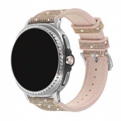 Siliconen bandje - geschikt voor Samsung Galaxy Watch 8 (40mm) / Galaxy Watch 8 (44mm) / Galaxy Watch 8 Classic - glitters met gespsluiting - rosegoud