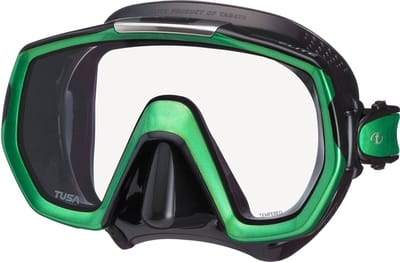 TUSA Freedom Elite – Premium snorkelmasker & duikbril met single lens, breed gezichtsveld en Freedom Technology – Zwart/Groen – M1003QB EG