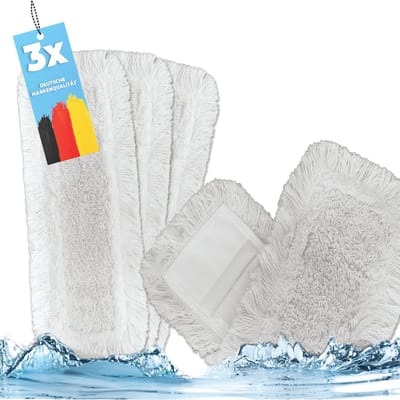 3 x katoenen mop voor 40 cm klaphouder - TOP katoenen mop voor vloerstofvegen en vochtige reiniging - mop van katoen - veelzijdige vloerreiniger - zacht voor echt hout en parket