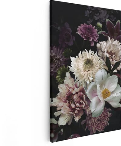 Artaza Canvas Schilderij Bloemen - 80x120 cm - Groot - Wanddecoratie Stilleven - Muurdecoratie Bloemen Schilderij - Schilderijen Op Canvas