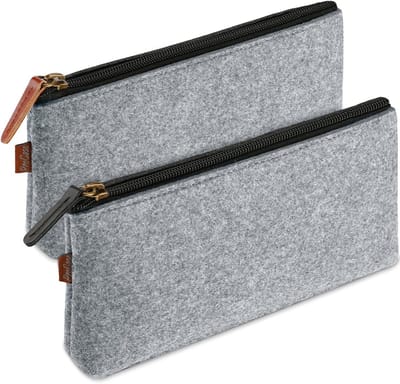 longziming -Set van 2 Vilten Etuis – Multifunctionele Pennenzak & Make-uptas – Lichtgewicht, Duurzaam en Compact – Geschikt voor Schrijfwaren en Accessoires – 27×15 cm – Lichtgrijs