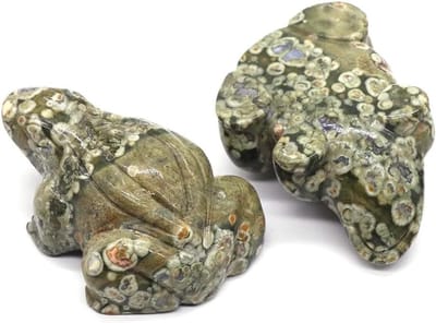 Kikker Beeldjes - Steen Sculptuur - Decoratie Huis - Natuursteen Jaspis - 66 mm Lengte - Groen