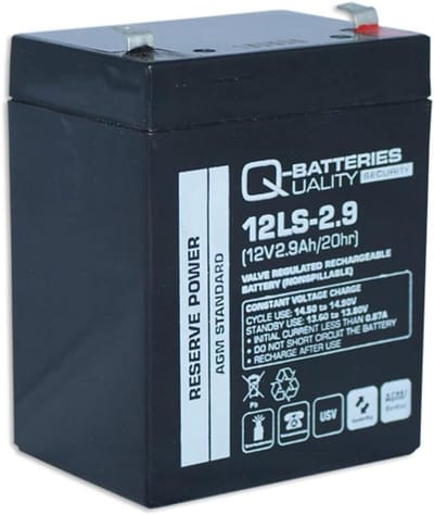 Oplaadbare Batterij - AGM Accu - Energie Opslag - Onderhoudsvrij Ontwerp - 12V 2.9Ah - Zwart