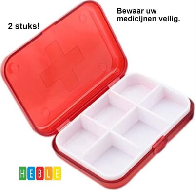 *** 2x Klein en handig Pillendoosjes - Pillendoosje mini - Pillendoos zakformaat - Medicijndoosje van Heble® ***