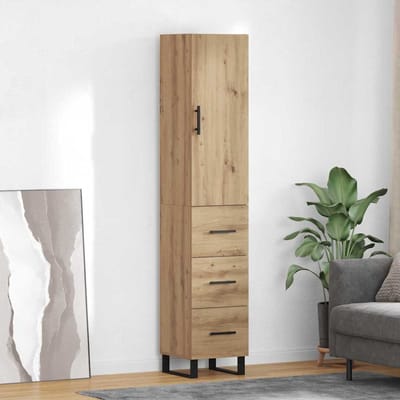 vidaXL Highboard Artisan Eiken 34,5 x 34 x 180 cm Bewerkt hout