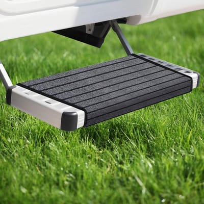 Famanu – Camper trapmat – verstelbare antislip voetsteun – grijs – geschikt voor kleine campers en c