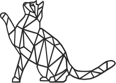 Hout-Kado - Kat/Poes (pootje) - Large - Zwart - Geometrische dieren en vormen - Hout - Lasergesneden- Wanddecoratie