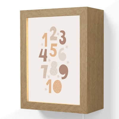Wandlamp 15x20 cm - Oplaadbaar - Getallen - Educatief - Leren tellen - Cijfers oefenen voor kinderen - Pastel kleuren - Wandlampen binnen woonkamer - Slaapkamer lamp met kabel - Decoratieve nachtlamp - Vloerlamp snoer