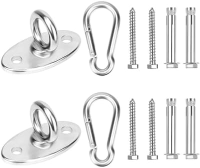 PolkaHome 2 stuks plafondhaken voor zware belasting, hangstoel, schommelhaak, roestvrij staal 304, M8 oogplaat, draagvermogen tot 500 kg per haak - ideaal voor hangstoelen, slingtrainers en yoga