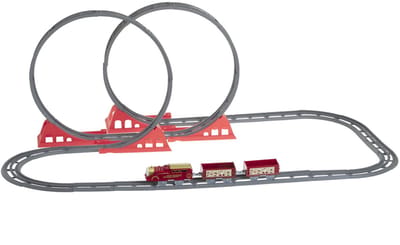 Fééric Lights and Christmas - Kerst treinset looping met animatie & geluid - 49-delig - rood & goud