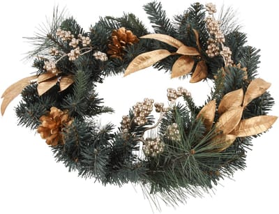 Feestelijke kerstdecoratie, gouden versieringen