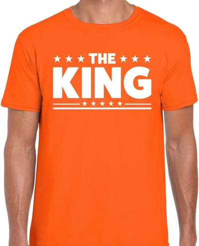 Oranje t-shirt The King heren - Koningsdag shirt/ kleding S