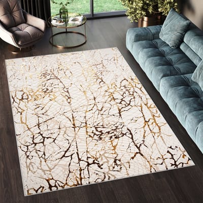 Tapiso Golden Vloerkleed Beige Modern Woonkamer Kleed Maat- 140x200