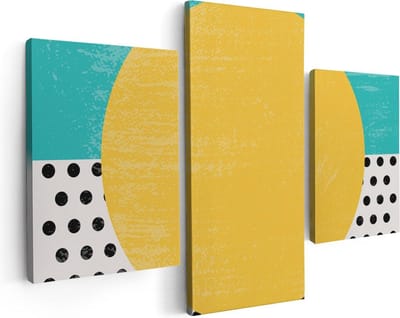 Artaza Canvas Schilderij Drieluik Abstracte Kunst - Zon met Zwarte Stippen - 90x60 - Foto Op Canvas - Canvas Print
