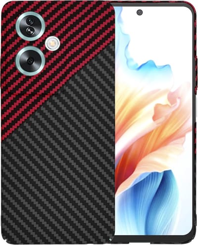 Hoesje geschikt voor Oppo A79 / OnePlus Nord N30 SE - Techsuit Carbonite FiberShell Carbon Back Cover - Rood/Zwart