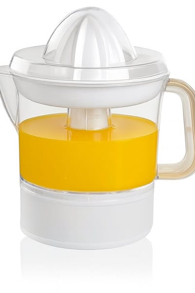 Moderne Elektrische Citruspers 40W – 0,7L Sapreservoir – Inclusief 2 Perskegels & 1 Aromadeksel – Wit,houtkleurig