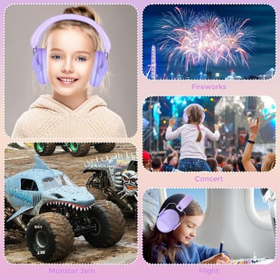 Kinder Gehoorbescherming - Koptelefoon Baby - Rust Creëren - Gecertificeerde Demping - Verstelbaar - Lila