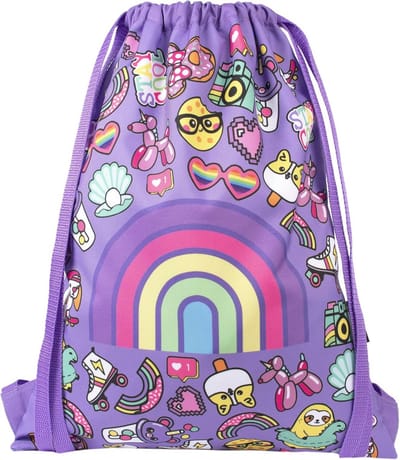 Kindertas voor school en zwemmen met comfortabele riem en regenboogontwerp