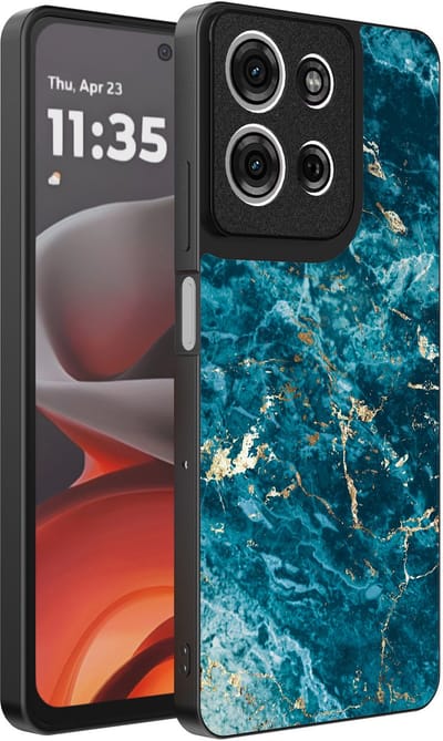 Smartphonica Telefoonhoesje Geschikt voor Motorola Moto G15 met marmer opdruk - TPU backcover case blue marble design - Blauw geschikt voor Motorola Moto G15