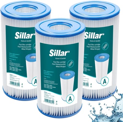 Sillar 3x Zwembadfilters voor zwembadpompen - filtercartridges - voor filterpomp Intex 28603 28635 28671, Bestway 58147, 58116, 58121, vervaging voor Intex 29000/29003, Bestway 58012