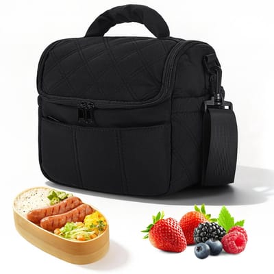 Dailygoods- Koeltas Gewatteerd Design - Draagbare Isolatietas - Lekvrij - Waterdicht - Nylon - Inhoud 6,7 Liter - Afmetingen 23 x 15 x 19 cm - Lunchbox