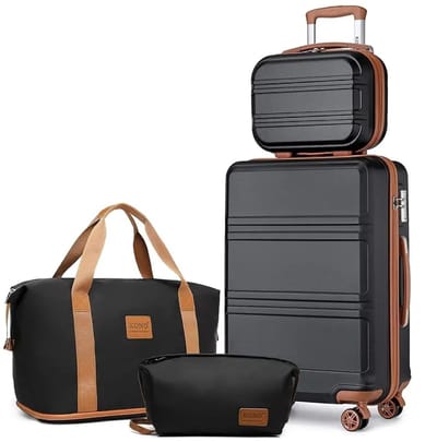 Geargalaxy 4-Delige Kofferset - Bagageset - Trolley set - Reisbagage set - Reisset - Luggage set - Handbagage - 4-Delige - Zwart