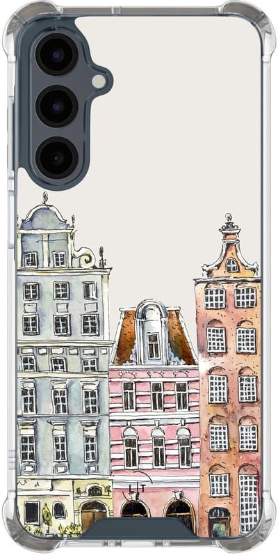 Shockproof hoesje - Geschikt voor Samsung Galaxy A16 - Grachtenpandjes - Extra sterke case - TPU/polycarbonaat - Print / Illustratie - Multi, Transparant